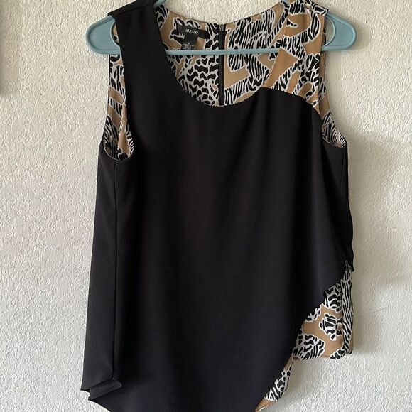 Alfani size 6 black & tan Assymetrical hem blouse - Picture 2 of 6